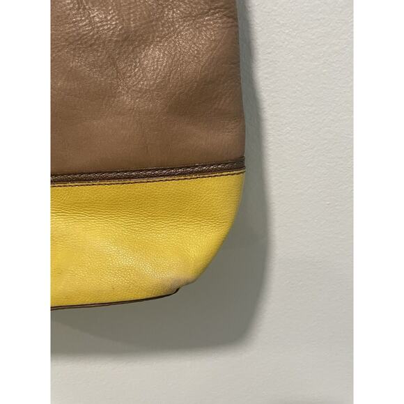Fossil Women’s Mustard Yellow Brown Leather Tote Key Hole Zip Tote Bag - Picture 15 of 16